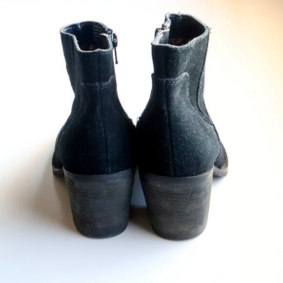 Seychelles Black Suede Leather Round Toe Block Heel Ankle Boots / Booties 7.5 - Picture 6 of 16